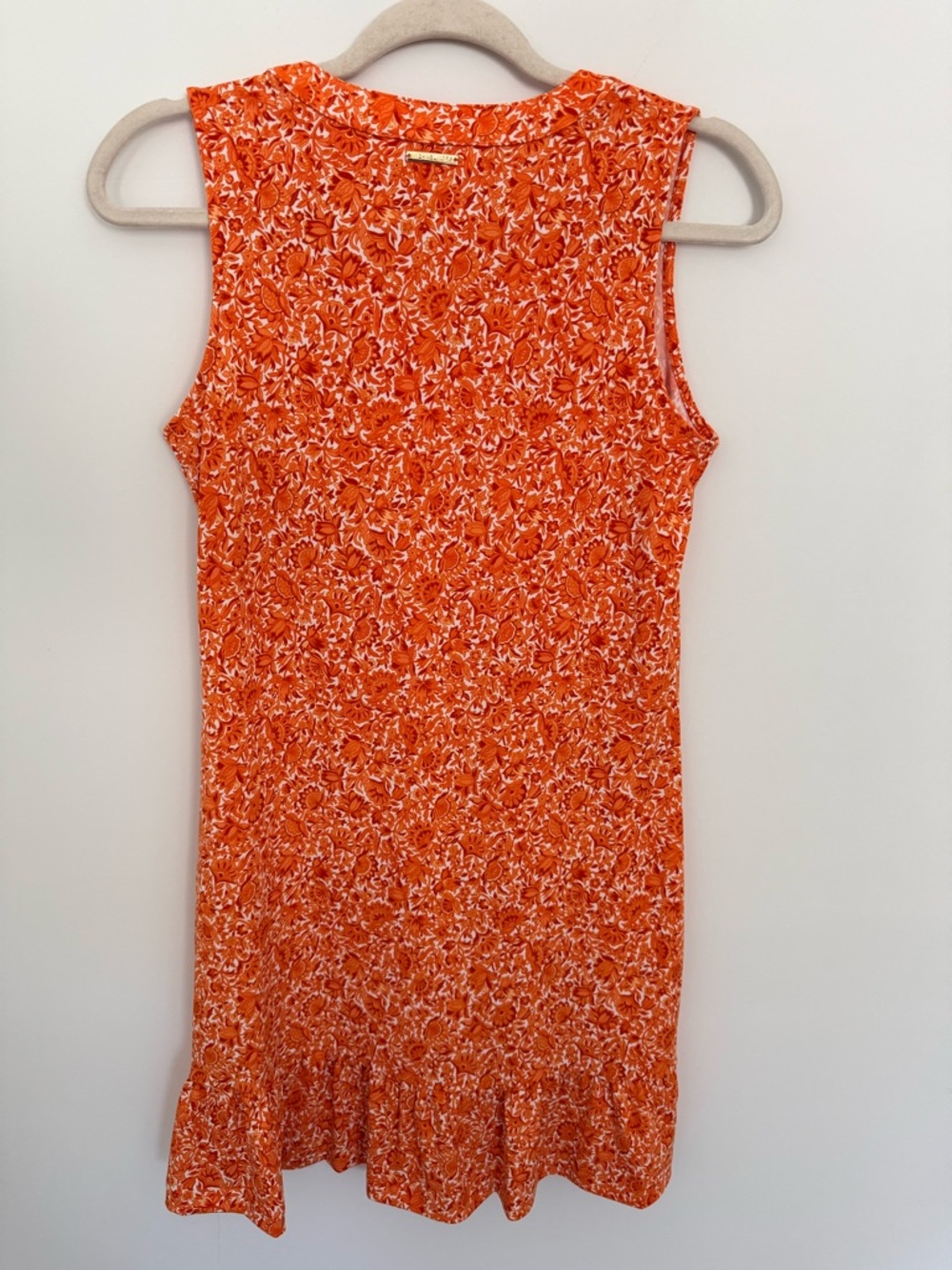 Michael Kors Orange Floral Ruffle-Hem Sleeveless Dress size XS - Picture 3 of 6